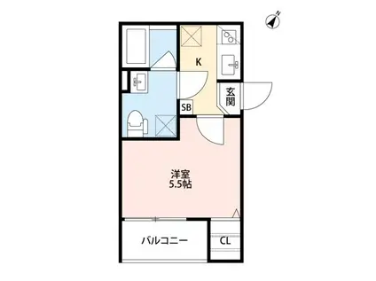 イーリス(1K/1階)の間取り写真