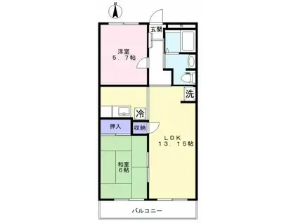 メゾンドオオサワ(2LDK/3階)の間取り写真