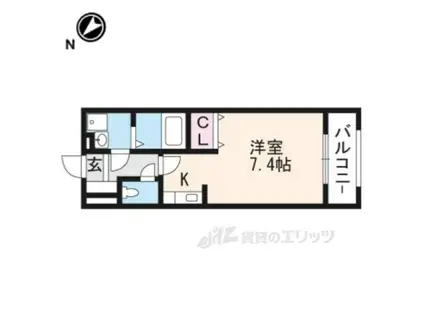 エクセル田中 E(ワンルーム/2階)の間取り写真