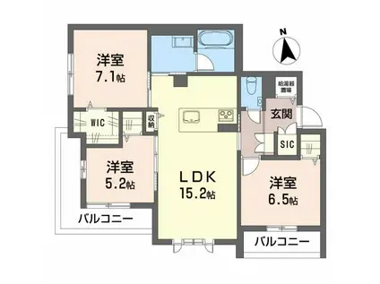 ポルターナII(3LDK/2階)の間取り写真
