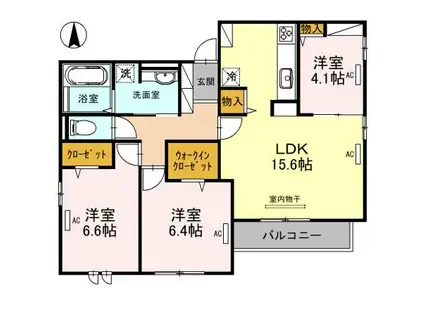CLASHIST清水丘 ウエスト(3LDK/1階)の間取り写真