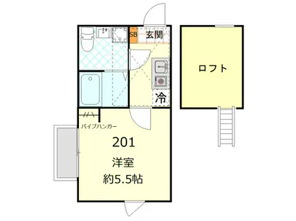 アビターレ杉田(1K/2階)の間取り写真