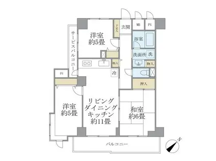 リエール若松町(3LDK/2階)の間取り写真