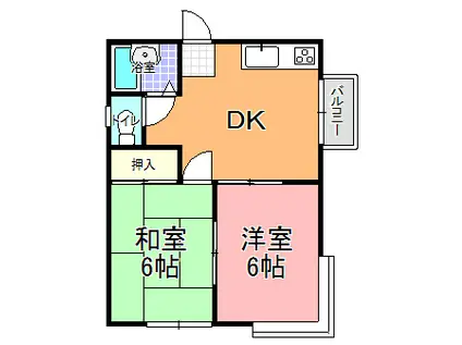 コーポらん月 2号棟(2DK/2階)の間取り写真