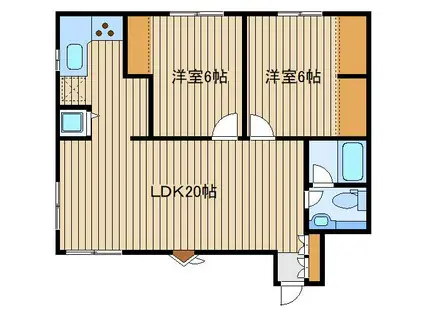 フラットケーツー(2LDK/2階)の間取り写真
