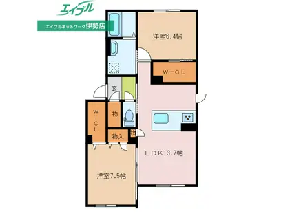 PREMIAS(2LDK/1階)の間取り写真