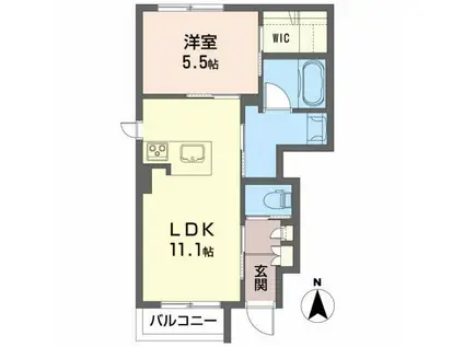 シャーメゾン田園(1LDK/1階)の間取り写真