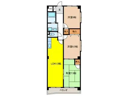 CASA NAGARA PARK(3LDK/7階)の間取り写真