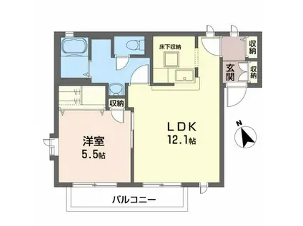 エステート大手町 B(1LDK/1階)の間取り写真