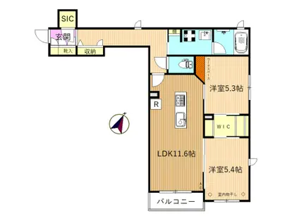 アバンツァーレ(2LDK/2階)の間取り写真