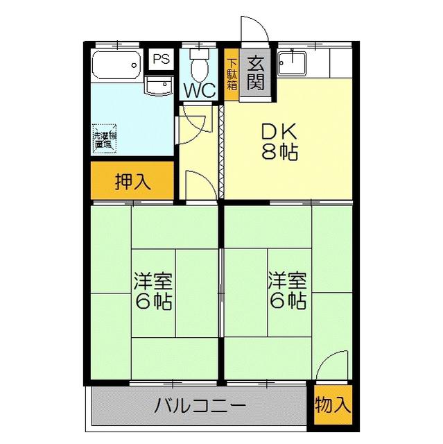 マルタカコーポ(2DK/1階)の間取り写真