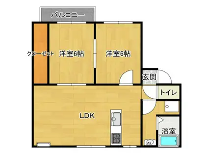 エレガンス西尾(2LDK/2階)の間取り写真