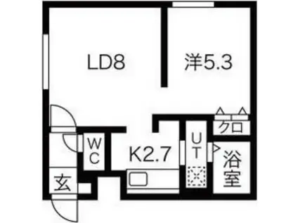 KOKOMO北13条(1LDK/4階)の間取り写真