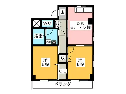ベルビアンカ(2DK/3階)の間取り写真