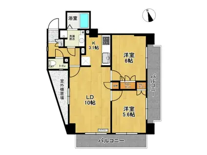 コンフィアル赤木(2LDK/12階)の間取り写真