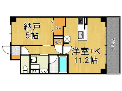 コンフォリア西宮(1SK/7階)の間取り写真