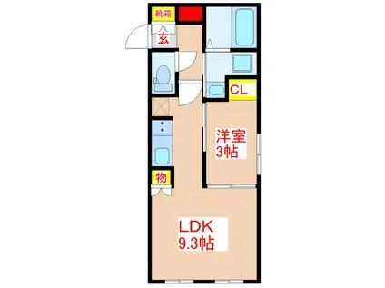 COCORU(1LDK/2階)の間取り写真