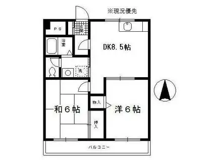 ウィステリア貝塚(2DK/1階)の間取り写真