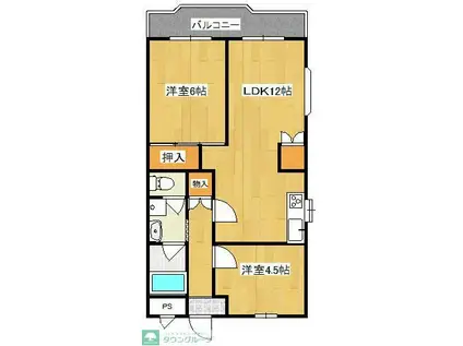 メゾンパーク(2LDK/4階)の間取り写真