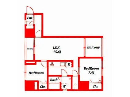 溝口レジデンス(2LDK/8階)の間取り写真