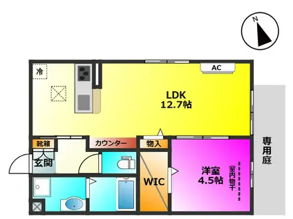 D-ROOM和田II(1LDK/1階)の間取り写真