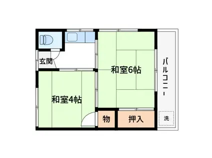 第6西亀荘(2K/2階)の間取り写真