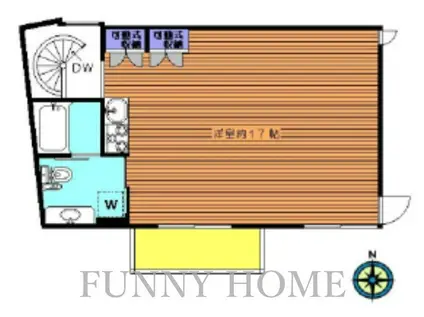 ALPHA(ワンルーム/2階)の間取り写真
