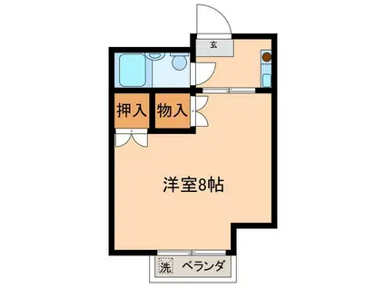 パークサイドマンション(1K/2階)の間取り写真