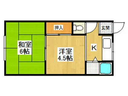 ハイムイチリヤマ(2K/3階)の間取り写真