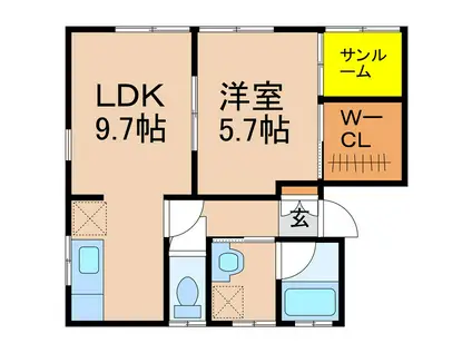 セゾン A棟(1LDK/1階)の間取り写真