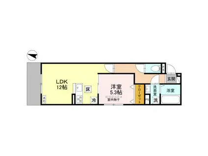 NOBLE TERRACE中山手(1LDK/1階)の間取り写真