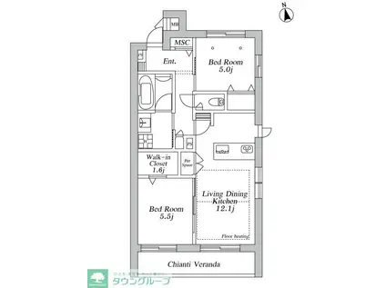 登戸メゾン東棟(2LDK/2階)の間取り写真