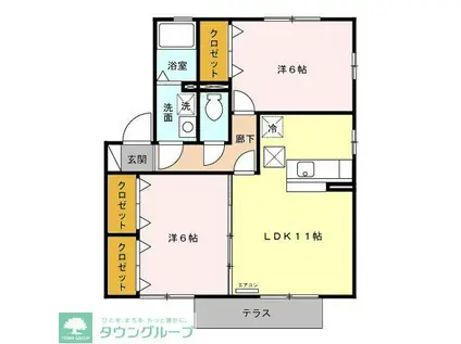 ソレアード I(2LDK/1階)の間取り写真