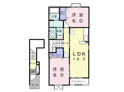 ルミエールII(2LDK/2階)の間取り写真
