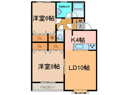 PINESI(2LDK/1階)の間取り写真