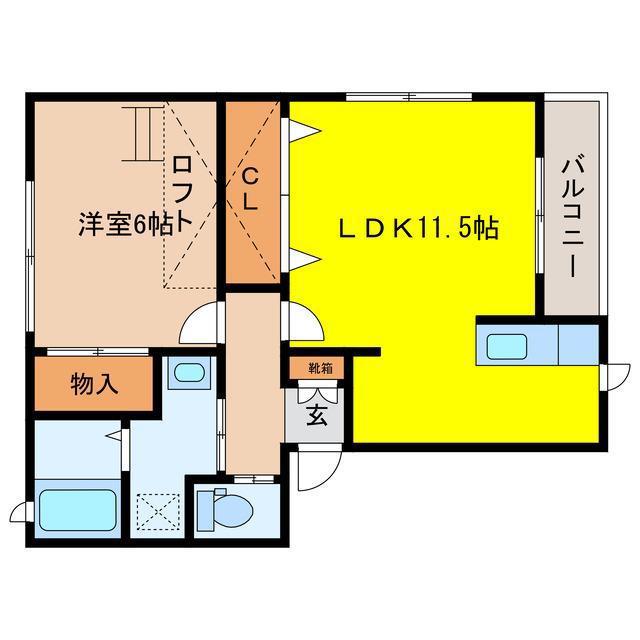 ルッカハウス(1LDK/2階)の間取り写真