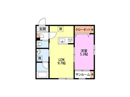 ジュピター水道町(1LDK/1階)の間取り写真