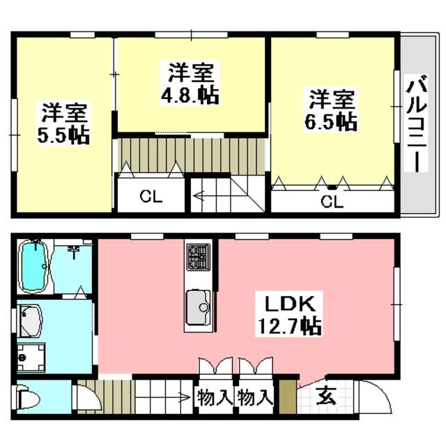 PASSERA彩都(3LDK/2階)の間取り写真