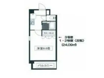 サンライズ駒方(1K/4階)の間取り写真