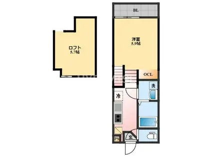 デ・クメール諫早駅前(1SK/2階)の間取り写真