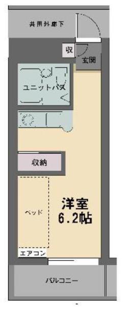 レジデンス清水(ワンルーム/2階)の間取り写真