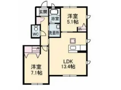 レジェルテB棟(2LDK/1階)の間取り写真