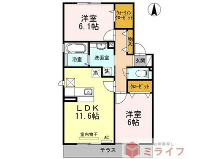 シュトラール喜連(2LDK/2階)の間取り写真