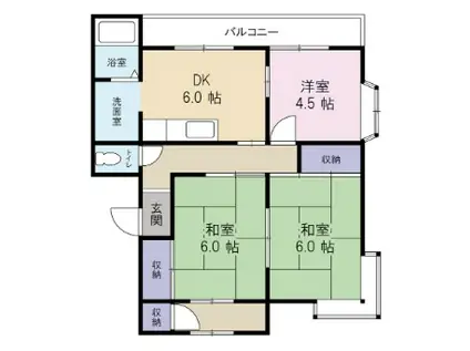 第3クリスタルハイツ(3DK/2階)の間取り写真