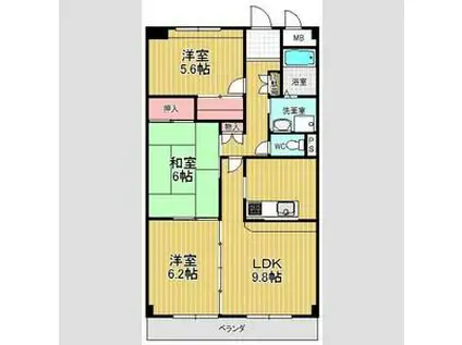 ヴァンベール徳重(3LDK/2階)の間取り写真