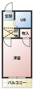 パレス蒲生(1K/2階)の間取り写真