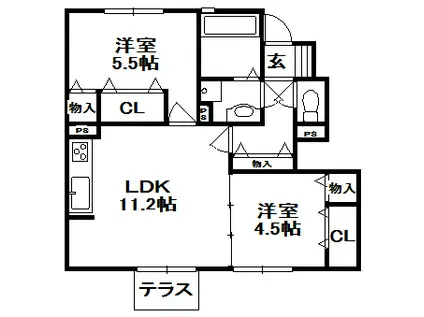 CHOUETTE MAISON(2LDK/1階)の間取り写真