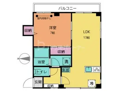 池戸ハイツ(1LDK/1階)の間取り写真