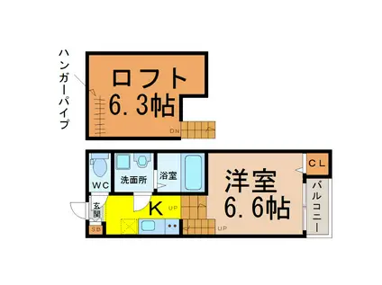 CRESCITA六番町(1K/1階)の間取り写真