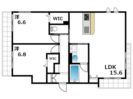 ア・ライヴ本山(2LDK/1階)の間取り写真